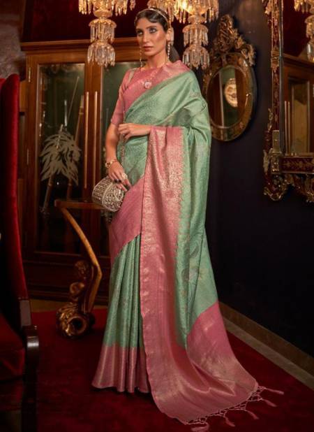 Green Colour RAJTEX KSHIMMER SILK Fancy Designer Heavy Festive Wear Saree Collection 226005